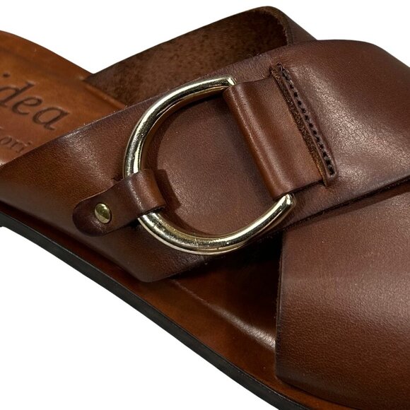 L'idea by Lori Brown Leather Slide Sandals Made in Italy US 9, EU 39 - Picture 5 of 10